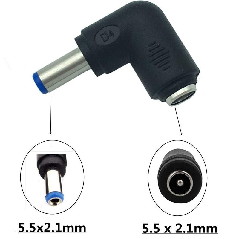 Traovien 2Pcs 5.5mm x 2.1mm Female to Male Plug 90 Degree Angle DC Power Converter Adapter for Universal Laptop Interface Power Cable Connector - Image 2